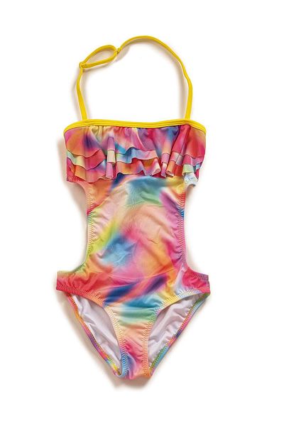 Endeep Girl's Flounce Patterned Swimsuit