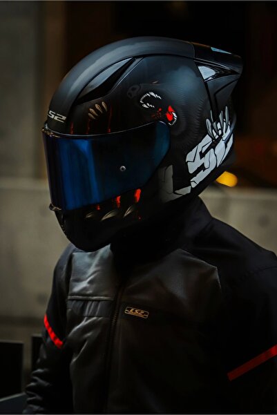 LS2 Rapıd 2 Clawn Mat Siyah-gri-kırmızı Kask - Blue Vizör - Yeni Sezon