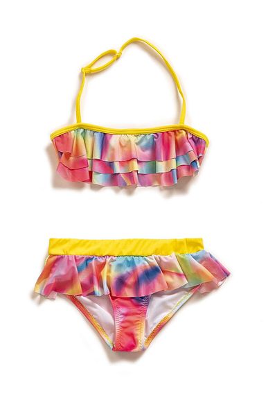 Endeep Girl's Flounce Patterned Bikini Set