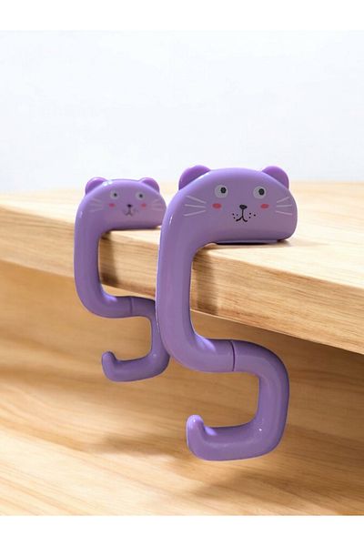 safestore Set of 2 Cute Animal Figures Table Edge Bag Keychain Cardigan Hanger Table Bag Holder Hanger