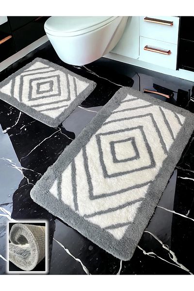 Chandler Home Χαλάκια μπάνιου Niva Dark Grey 2 τεμαχίων (60x100 50x60 cm)