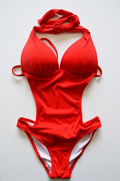 Beria Women's Half-Padded Red Swimsuit