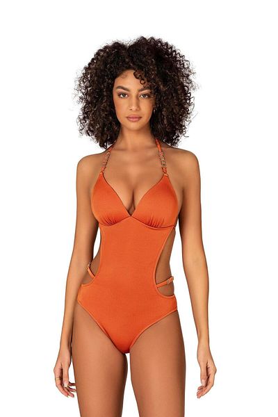Endeep Orange Swimsuit - Women's, Half Padded, Accessory Detailed