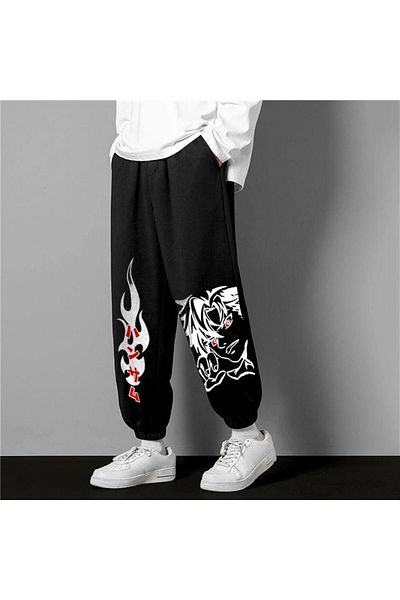 Violon Harajuku Anime Boy Printed Oversize Unisex Μαύρο Φούτερ