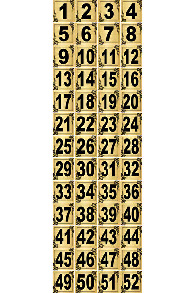 sıradışıhediyem Ușă metalică - Apartament apartament dulap de masă numărul 52 de la 1 la 52