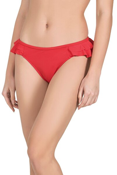 Endeep Kadın Fırfırlı Kırmızı Bikini Altı