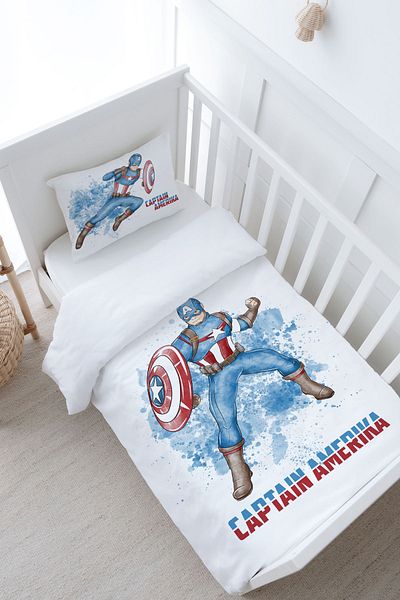 Tuğba Kuğu Baby Size Duvet Cover Set (100X150) - Cartoon Series - Captain America
