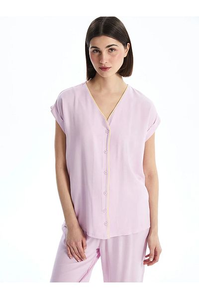 LC Waikiki Lcw Dream Lilac V-Neck Women's Capri Pajamas Set