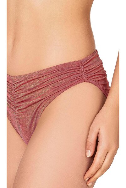 Endeep Kadın Ön Büzgü Detaylı Yarım Dolgulu Simli Pembe Bikini Takımı
