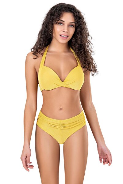 Endeep Kadın Düğüm Detaylı Destekli Hardal Bikini Takımı