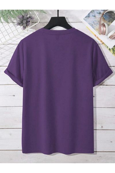 NO 601 Ανδρικό μωβ μπλουζάκι NY Palm Printed Oversize