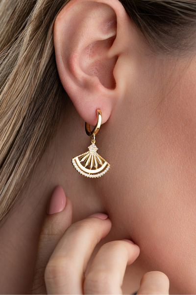 Silvano Jewelry 925 Ayar Gümüş Gold Trend Küpe