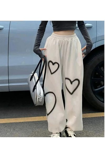 DENİKK Yudoowear μοτίβο καρδιάς λευκό sweat παντελόνι