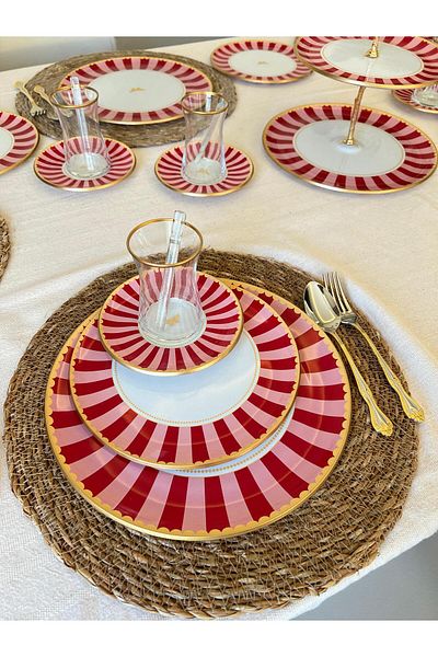 PONCİKPAZAR Pink Candy 13 Piece Breakfast Serving Set