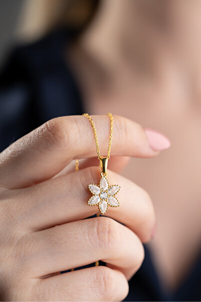 Silvano Jewelry 925 Ayar Gümüş Nergis Çiçeği Gold Kolye