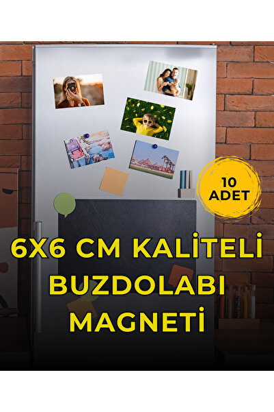 Gens Baskı Market Buzdolabı Magneti 6x6 cm Yüksek Kalite Magnet 10 ADET