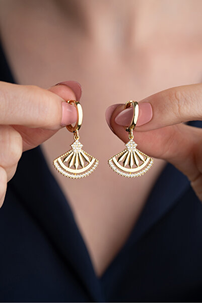 Silvano Jewelry 925 Ayar Gümüş Gold Trend Küpe