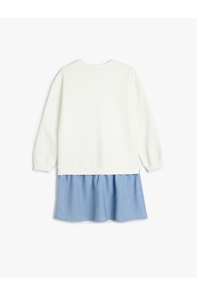 Koton New Season Print Detailed Long Sleeve Crew Neck Sweat Dress