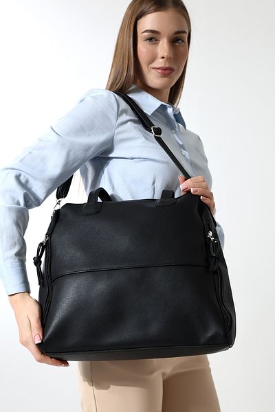 Moda azza GEANT DE UMĂR DE FEMEIE DE MĂRIME MARE, NEGRU, CU FERMOARE