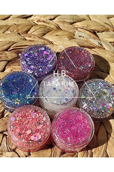 hbtasarim Glitter Jel Far Simli Jel Far Set Parlak Glitter Göz Farı Vücut Ve Saç Simi