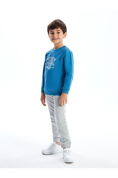 LC Waikiki Crew Neck Long Sleeve Printed Baby Boy Sweatshirt and Sweatpants Set of 2