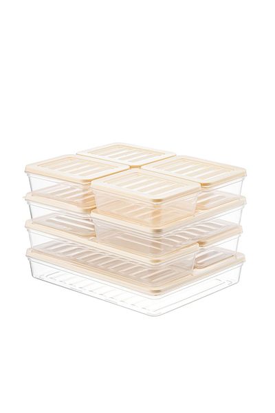 Palica Set of 9 Cream Storage Containers Suitable for Microwave and Deep Freezer - Food Storage and Organization