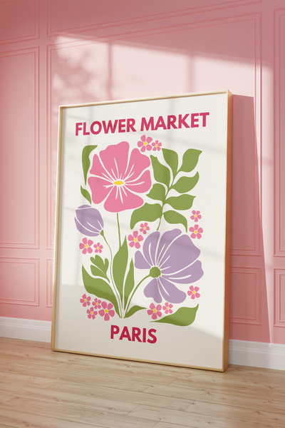 Vinca Prints Flower Market Paris Poster, Estetik Duvar Posteri, Ev Dekorasyon...
