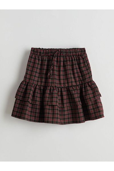 LC Waikiki Plaid Girls' Skirt with Elastic Waist - S5Ln93Z4