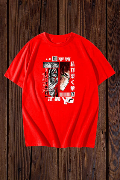 FECCY Tricou oversize din bumbac cu imprimeu Attack on Titan