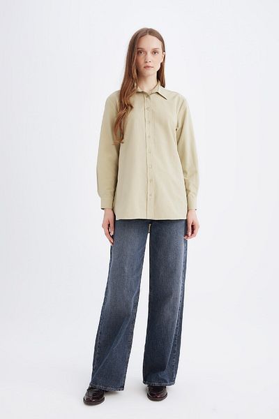 DeFacto Relax Fit Basic Straight Popeline Langarmshirt Tunika D7341ax25sp