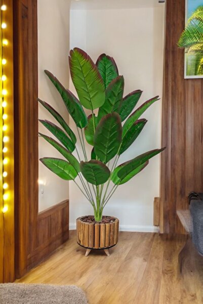 SY Vista Yapay Starliçe - Starliçe 90 cm 18 Yaprak Ahsap Saksılı