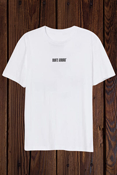 FECCY Tricou oversize din bumbac alb cu imprimeu More Amour