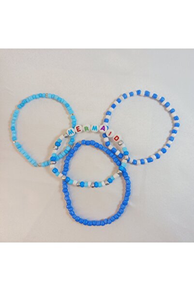 Crystal Atelier Çift Arkadaşlık Şans 4'lü Bilekliği Deniz Kızı Harf Boncuk Ta...