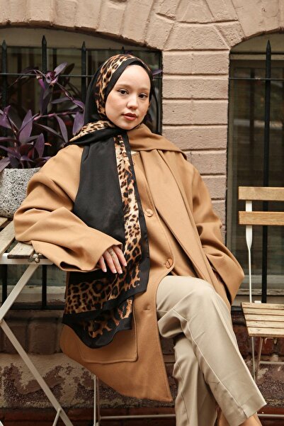 Hint İpek Șal mătăsos cu tranziție leopard de culoare solidă strălucitoare