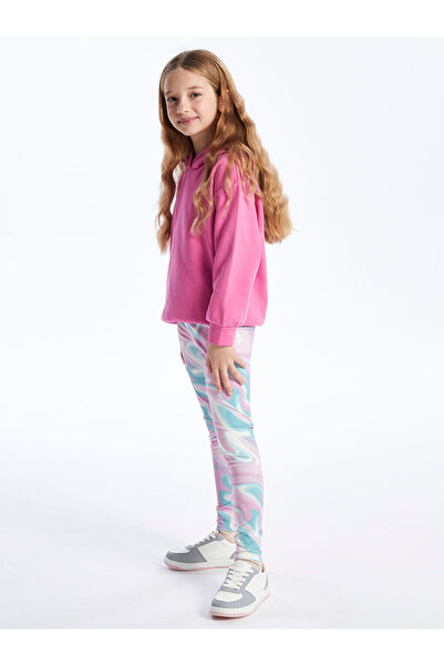 LC Waikiki Mixed Elastic Waist Batik Patterned Girls' Leggings