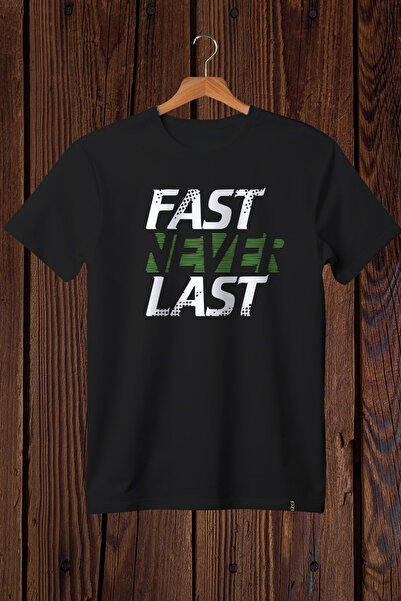 FECCY Pamučna majica sa štampanim natpisom "Fast Never Last" u većoj veličini