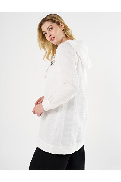 Kayra %100 Pamuklu İşlemeli Sweatshirt Ekru