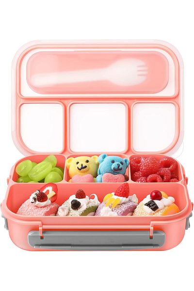 COOYA 4-Compartment Lunch Box, Bpa-Free, With Cutlery, Food-Safe, 1300 Ml, Dishwasher and Microwave Safe