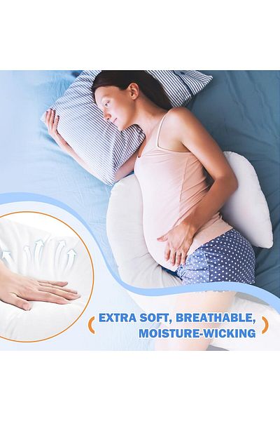 Yelajoy Pregnancy Pillow,Antibacterial Soft,C Shape Pillow Support for Pregnant Women,150x75cm,White