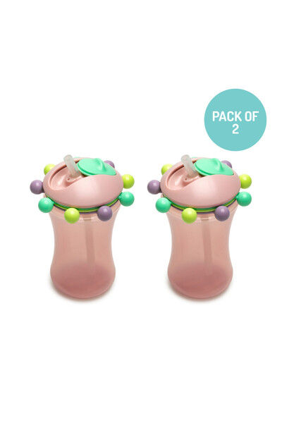 Melii كوب الشرب من أباكوس سترو باللون الوردي سعة 340 مل، عبوة من قطعتين