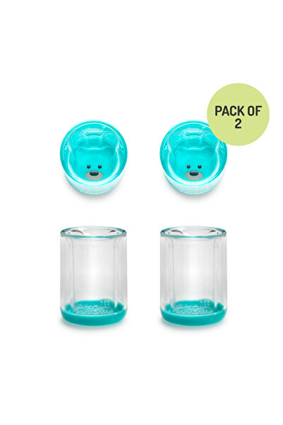 Melii كوب بلاستيكي على شكل دب فيروزي، عبوة من قطعتين