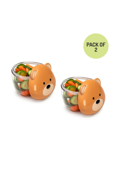 Melii علبة وجبات خفيفة على شكل دب بني، عبوة من قطعتين