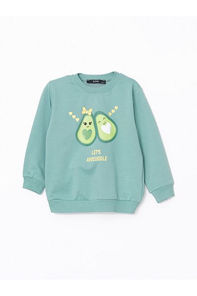 LC Waikiki Crew Neck Printed Baby Girl Tracksuit Set