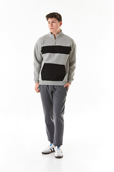 Fulla Moda Кольоровий світшот з кенгуру на блискавці на пів-блискавці з 3 ниток