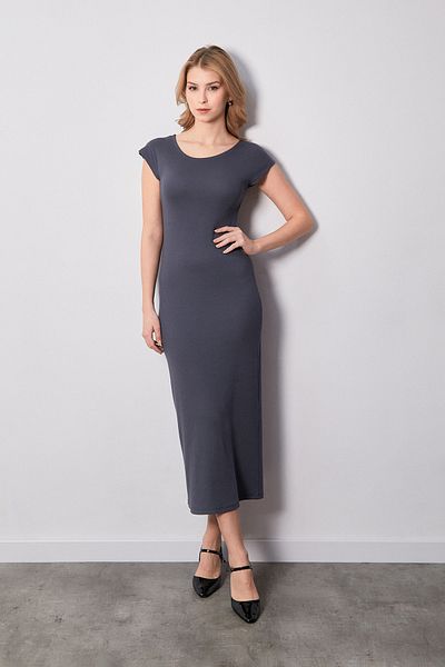 Fulla Moda Βασικό φόρεμα με σχισμή ραβδώσεων
