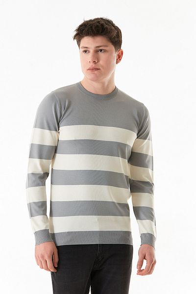 Fulla Moda Πλεκτό πουλόβερ με ριγέ Crew Neck