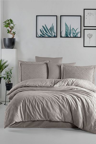 Sudem Home Collection Premium Jacquard Double Dowry Bedding Set - Mink