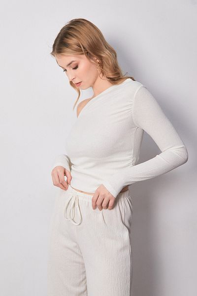 Fulla Moda Μπλούζα με λαιμόκοψη από ύφασμα Bürümcük