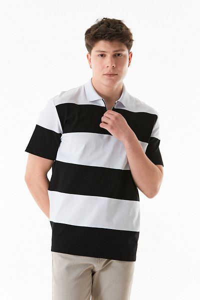 Fulla Moda Μπλουζάκι με μισό φερμουάρ Polo Neck Color Block