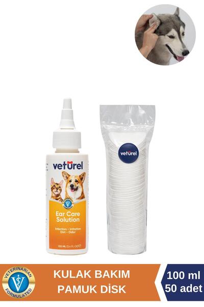 Veturel Köpek Kulak Temizleme Solüsyon Kir Koku Kulak Uyuzu 100ml Disk Pamuk ...